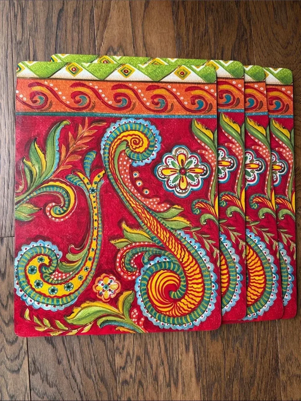 Vibrant Red Paisley Placemat Set of 4